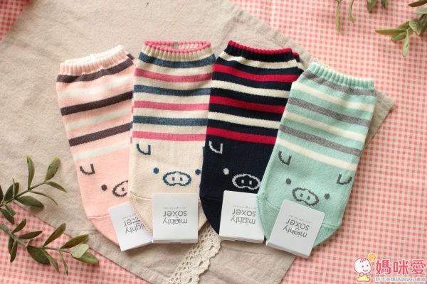 靴下屋 日本製小豬條紋親子襪
