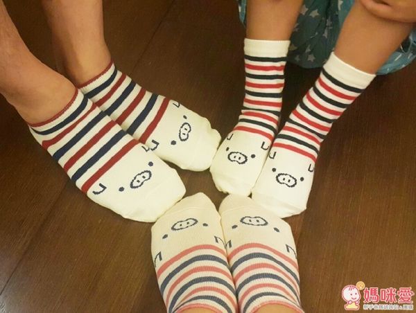 靴下屋 日本製小豬條紋親子襪