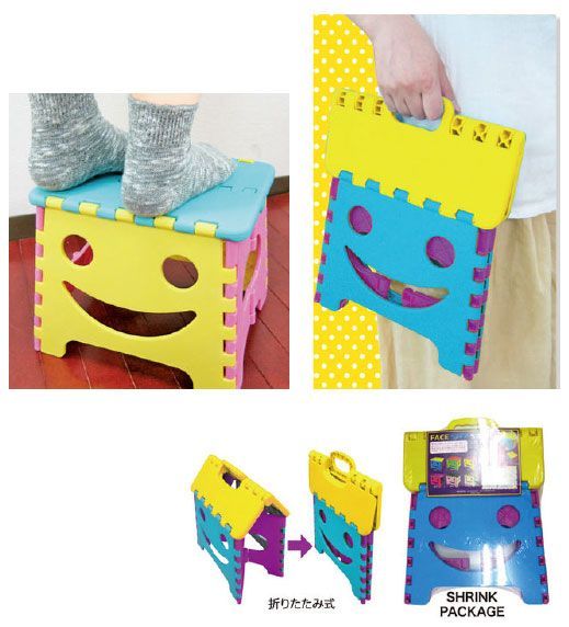 日本 U-COMPANY funny face 手提折疊式小凳子