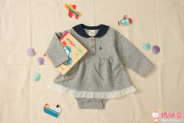 日本 PETIT CADEAU 長袖水手服衣領連身包屁裙