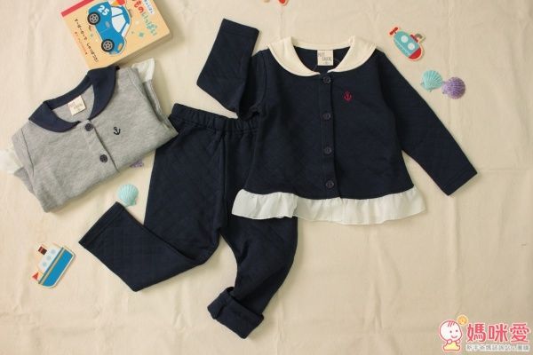 日本 PETIT CADEAU 長袖水手服衣領前開扣家居服