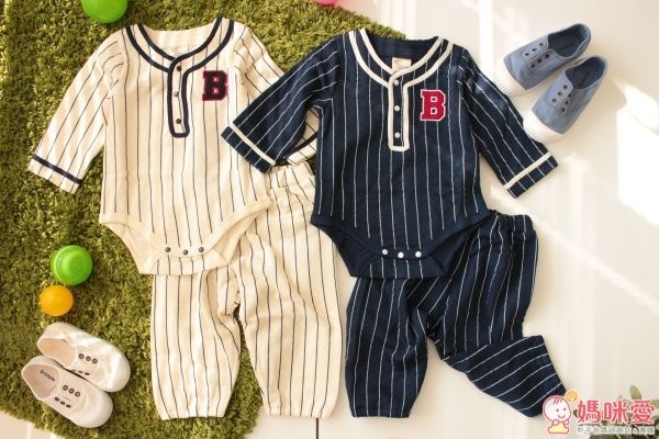 日本 PETIT CADEAU 長袖棒球包屁衣&褲子