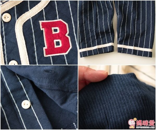 日本 PETIT CADEAU 長袖棒球腹卷睡衣