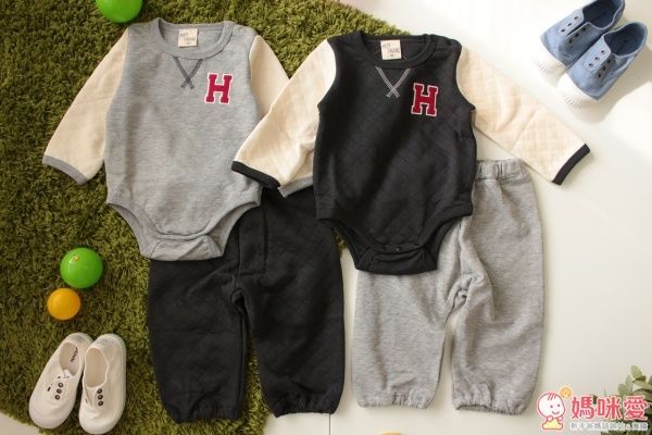 日本 PETIT CADEAU H 長袖棒球風包屁衣&褲子