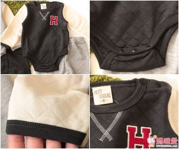 日本 PETIT CADEAU H 長袖棒球風包屁衣&褲子