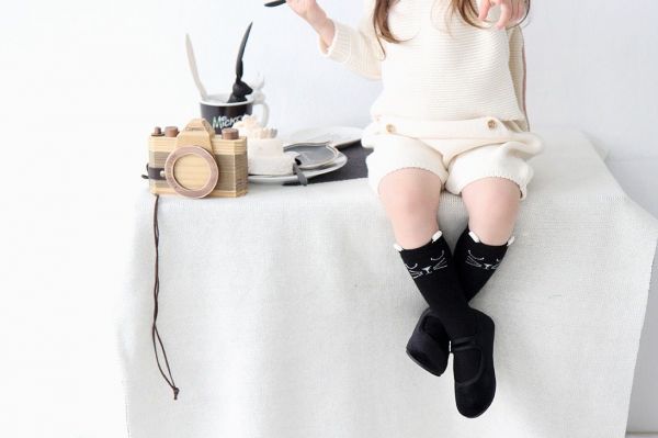 ✿黑色貓咪防滑長襪