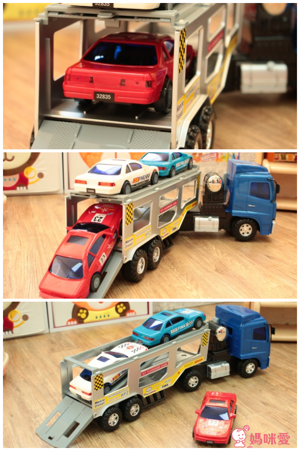 ✪小小家 工程小車車 巨型賽車運輸車（一大車＋3 台小車）