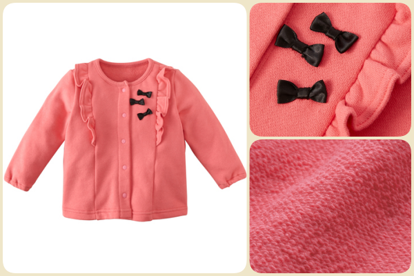 ❄ Nissen：純棉裏毛綴邊蝴蝶結小外套