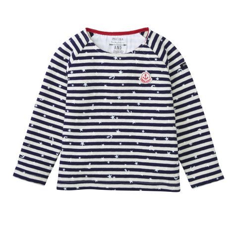 ❄ Nissen：海軍風菱格壓紋條紋上衣