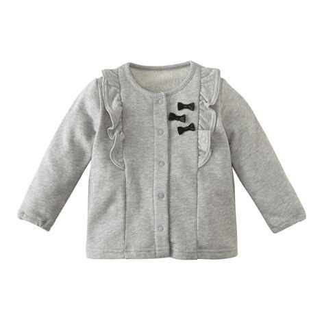 ❄ Nissen：純棉裏毛綴邊蝴蝶結小外套