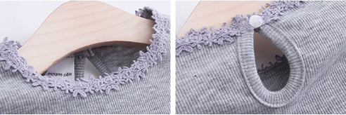 new！✿日本 enchante petit 編織花領邊彈性長袖上衣