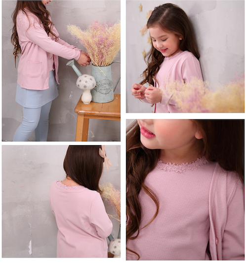 new！✿日本 enchante petit 編織花領邊彈性長袖上衣