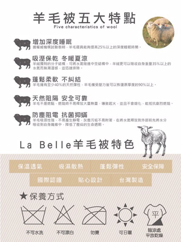義大利La Belle 100%紐西蘭羊毛緹花暖冬被