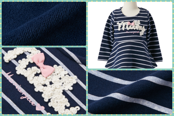 ☆裏絨蓬蓬下擺條紋繡花上衣