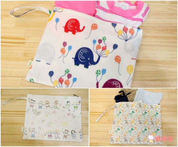 wow - 大中小手工收納袋三件組-大-汽球大象(中小收納袋花色隨機)