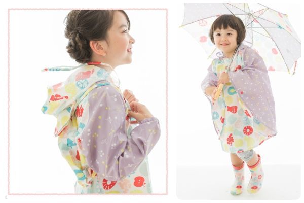 日本 kukka hippo - 兒童雨衣(附收納袋)-水果世界