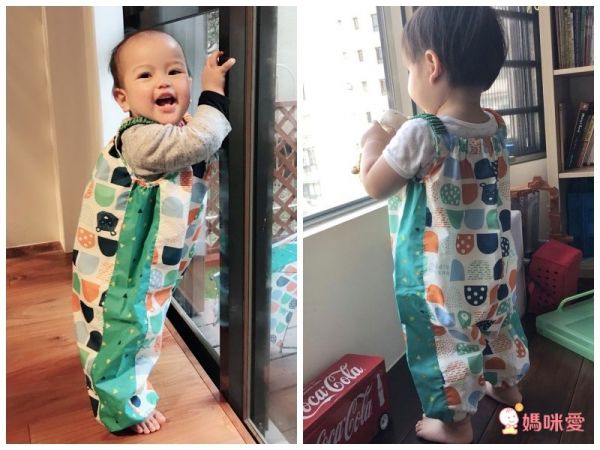 日本 kukka hippo - 兒童童遊戲服/玩沙衣(附收納袋)-繽紛花園 (90cm)