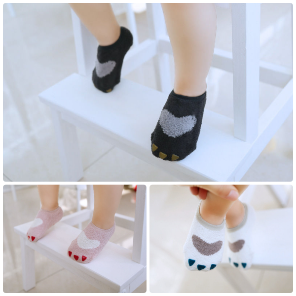 【日安朵朵】珊瑚絨可愛貓爪嬰童襪