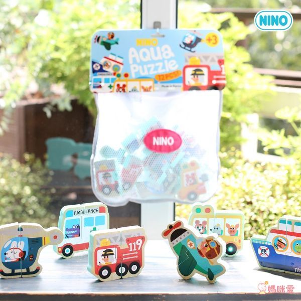 韓國 NINO - 【超值組】立體拼圖洗澡玩具-交通大隊(12入)-贈送海底世界