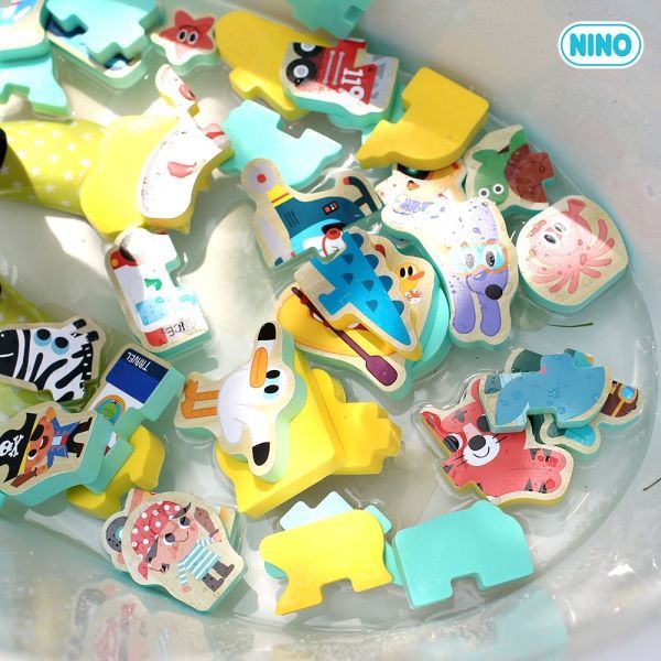 韓國 NINO - 【超值組】立體拼圖洗澡玩具-動物王國(12入)-贈送海底世界