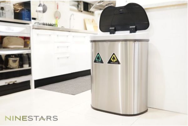 美國 NINESTARS 時尚不銹鋼感應垃圾桶