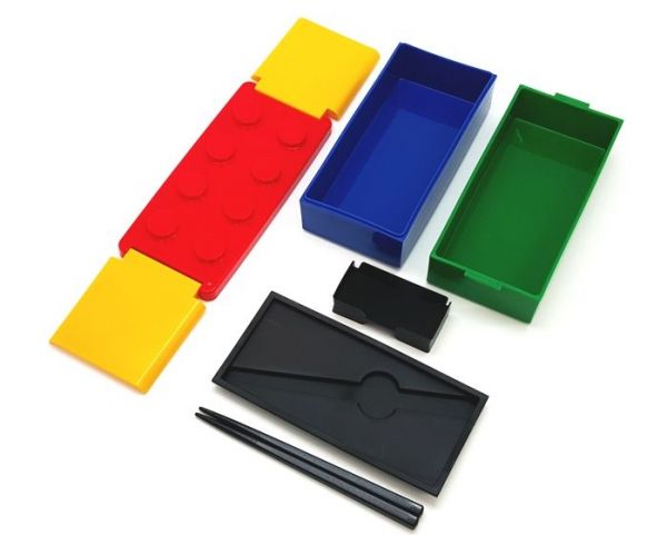 日本BLOCK 日本製撞色樂高造型側扣兩段式便當盒