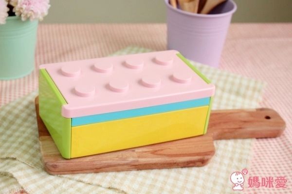 日本BLOCK 日本製撞色樂高造型側扣一段式便當盒