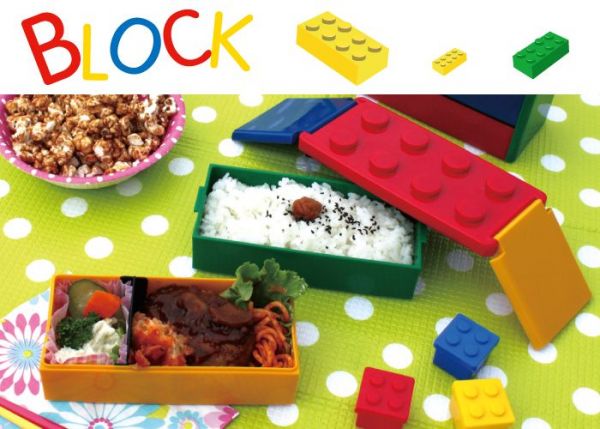日本BLOCK 日本製撞色樂高造型側扣一段式便當盒