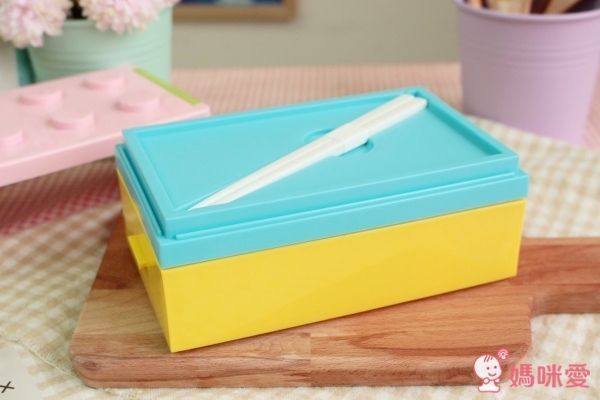 日本BLOCK 日本製撞色樂高造型側扣一段式便當盒