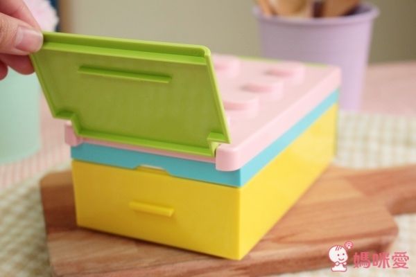 日本BLOCK 日本製撞色樂高造型側扣一段式便當盒