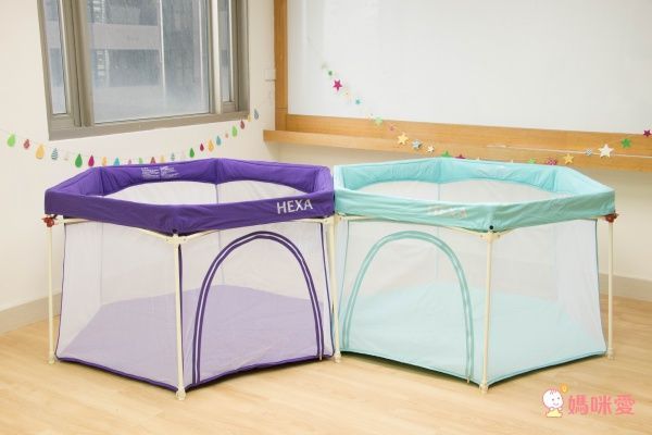 GleeKids 樂寶 - HEXA™海星折疊遊戲圍欄-1+1超值組-褐紫紅-附專屬蚊帳配件x1