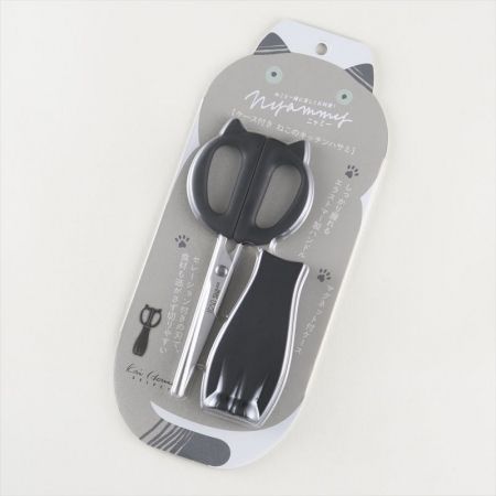 日本貝印 Nyammy貓咪造型日本製可站立磁吸式廚用剪刀(附刀刃保護套)