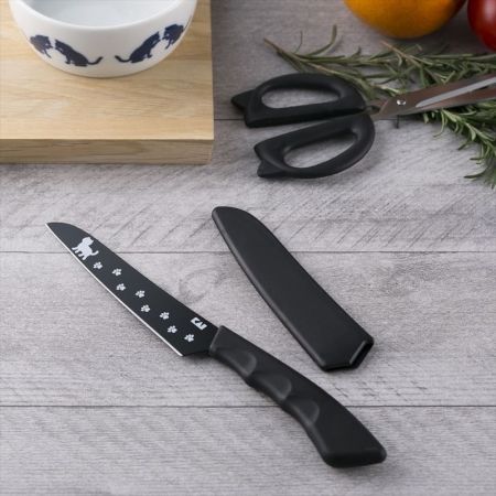 日本貝印 Nyammy貓咪造型不鏽鋼水果刀(附刀刃保護套)