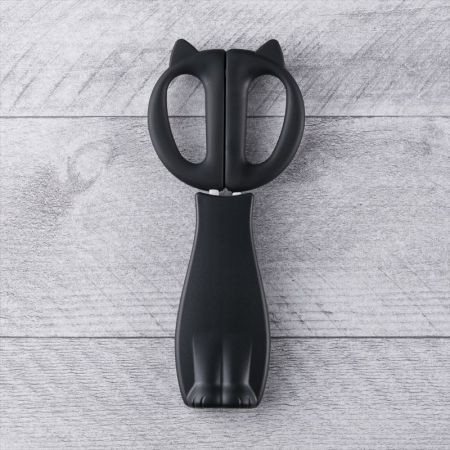 日本貝印 Nyammy貓咪造型日本製可站立磁吸式廚用剪刀(附刀刃保護套)