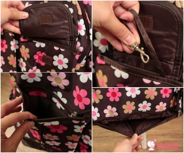 Colorland - 『一包四用款』大容量媽咪包-買一送五-咖啡圓點-五件組(車掛扣+濕物袋+隔尿墊+斜背帶+隨身物品包)