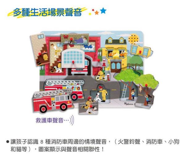 美國瑪莉莎 Melissa & Doug - MD 聲音拼圖-情境聲音-消防局
