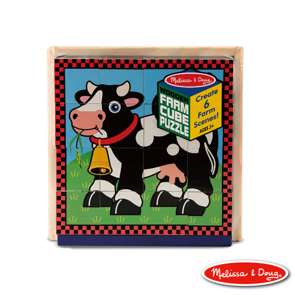 美國瑪莉莎 Melissa & Doug - MD 立體方塊拼圖-農場動物-16塊