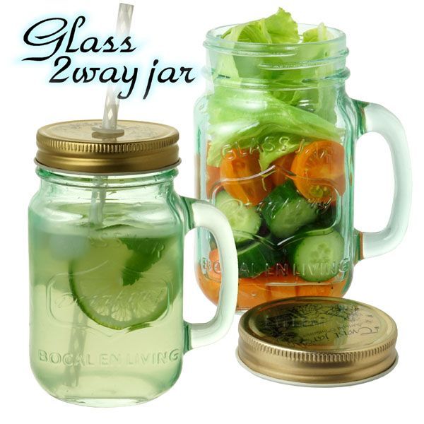 日本LIVING CO. 2WAY玻璃沙拉飲料杯