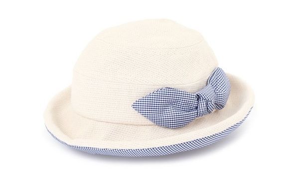 日本神戶style可翻折格紋蝴蝶結圓形帽(附帽帶)