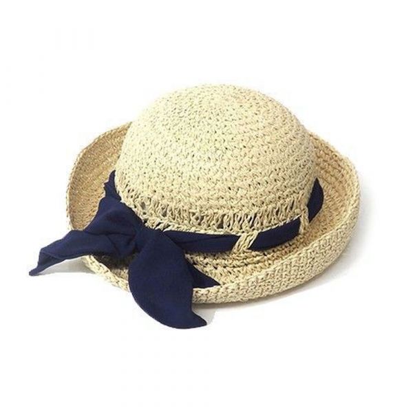 日本神戶style 背後大蝴蝶結微翹帽簷草帽(附帽帶)