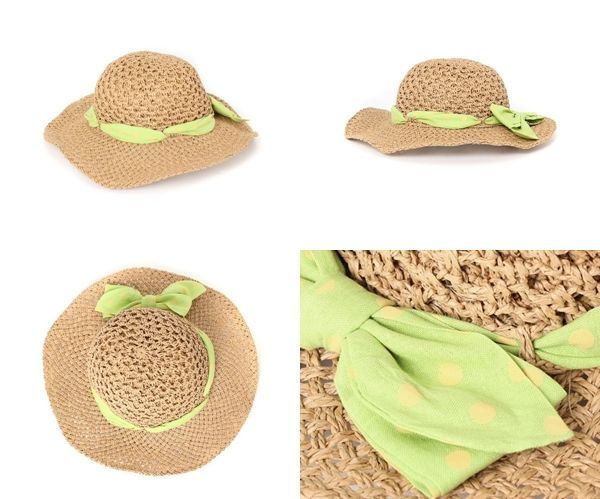 日本神戶style紙編輕盈點點帽帶草帽