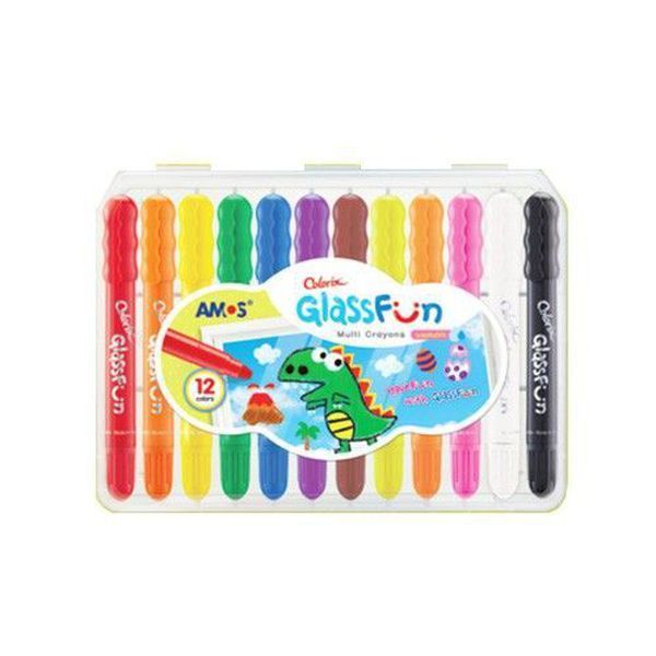韓國 AMOS - 12色玻璃蠟筆