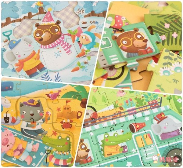 MiDeer - 四合一拼圖-四季-12片，16片，24片，32片拼圖
