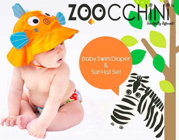 美國 ZOOCCHiNi 可愛動物尿布泳褲 + 防曬帽