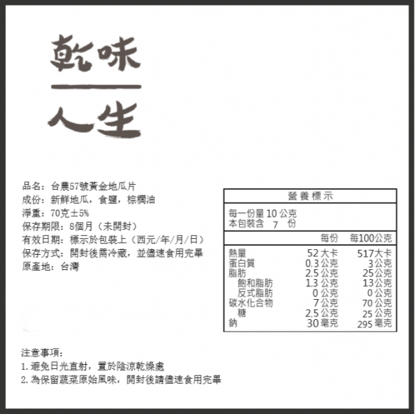 辦公室、追劇、團購美食零嘴★【乾味人生】在地烘焙蔬果乾