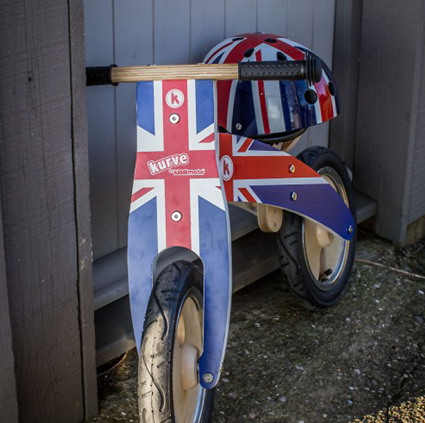 英國 Kiddimoto - 流線木製平衡車-繽紛彩點 (85~115cm/50kg內)