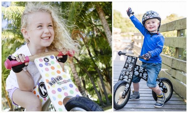 英國 Kiddimoto - 流線木製平衡車-繽紛彩點 (85~115cm/50kg內)