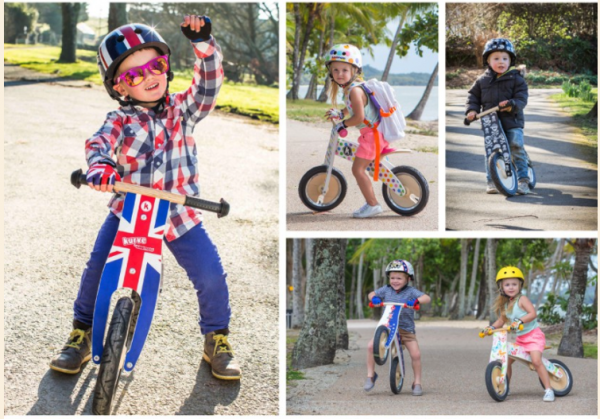 英國 Kiddimoto - 流線木製平衡車-繽紛彩點 (85~115cm/50kg內)