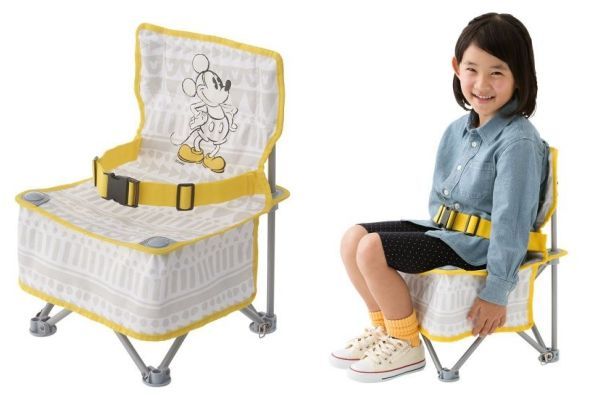 日本LOGOS - 迪士尼折疊收納式小童戶外座椅(附收納袋)-米奇 (34×34×48cm（座高25cm))