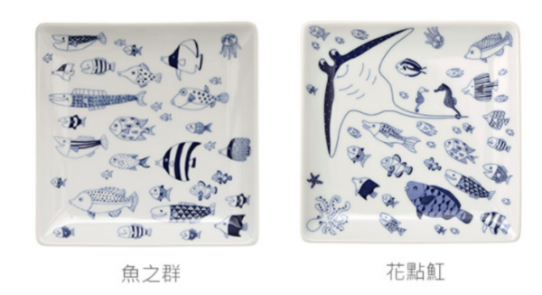 natural69 波佐見燒 - cocomarine方形餐盤-海之中 (17x17x2cm)